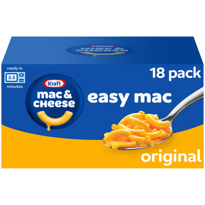 Kraft Easy Mac Microwave Mac & Cheese – Clean Ingredient Side Dish for Uncluttered Meal Prep