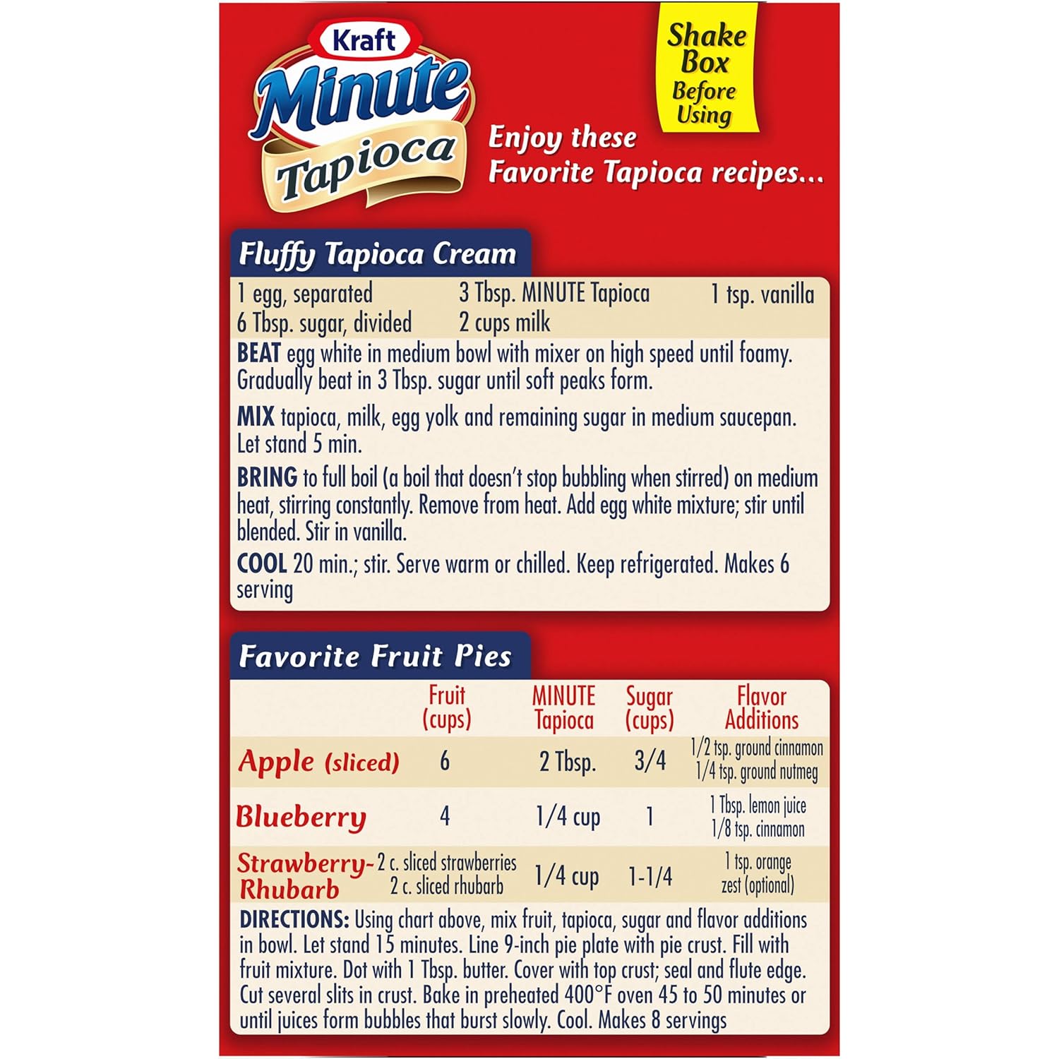 Kraft Minute Tapioca – Easy Potluck Pie Filling for Family Gatherings and Holidays, 8 oz