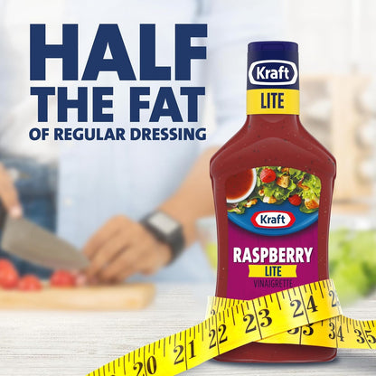 Kraft Raspberry Vinaigrette Lite – Low-Sugar Natural Marinade for Grilled Chicken and Tofu Bowl Prep, 16 fl oz