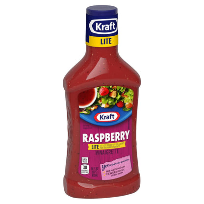 Kraft Raspberry Vinaigrette Lite – Low-Sugar Natural Marinade for Grilled Chicken and Tofu Bowl Prep, 16 fl oz