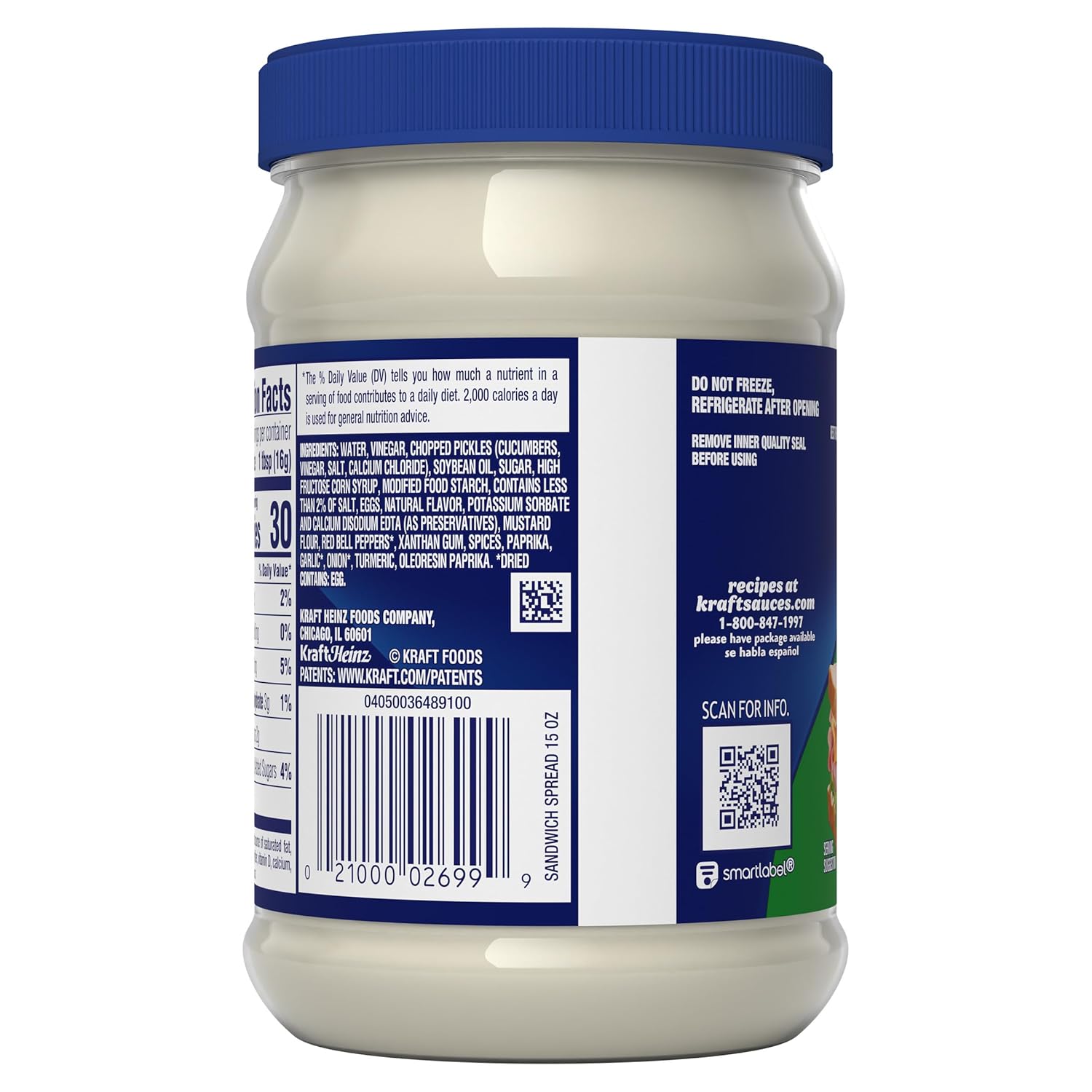 Kraft Sandwich Spread – Pantry Staple for Streamlined Lunch-Packing Routines, 15 fl oz Jar