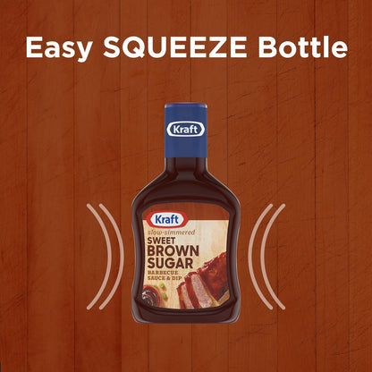 Kraft Sweet Brown Sugar Slow-Simmered Barbecue Sauce, 18 oz Sweet and Mild Sauce for Children and Picky Eaters