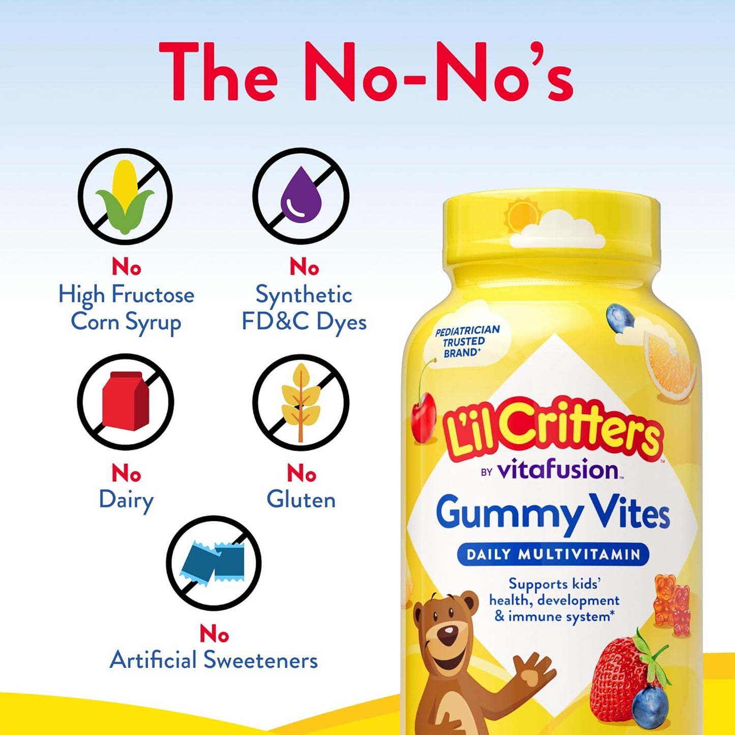 L'il Critters Gummy Vites – Children Wellness Vitamin Routine, 5 Fruity Flavors, 190 Gummies
