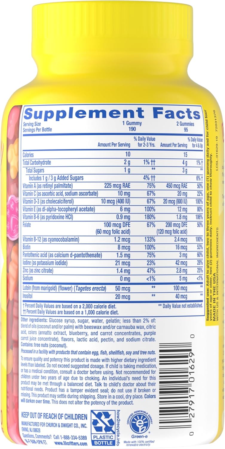 L'il Critters Gummy Vites – Children Wellness Vitamin Routine, 5 Fruity Flavors, 190 Gummies