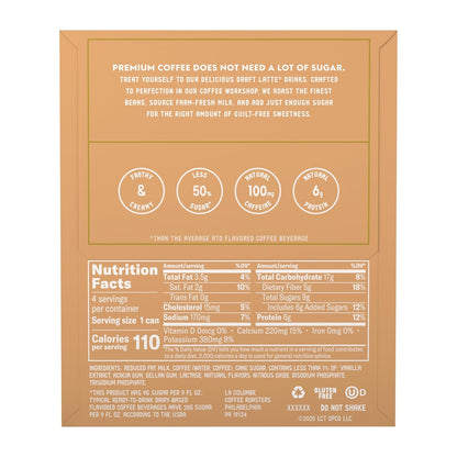 La Colombe Vanilla Draft Latte - Travel-Ready Draft Latte for Camping and Hiking, No Refrigeration Prep Needed
