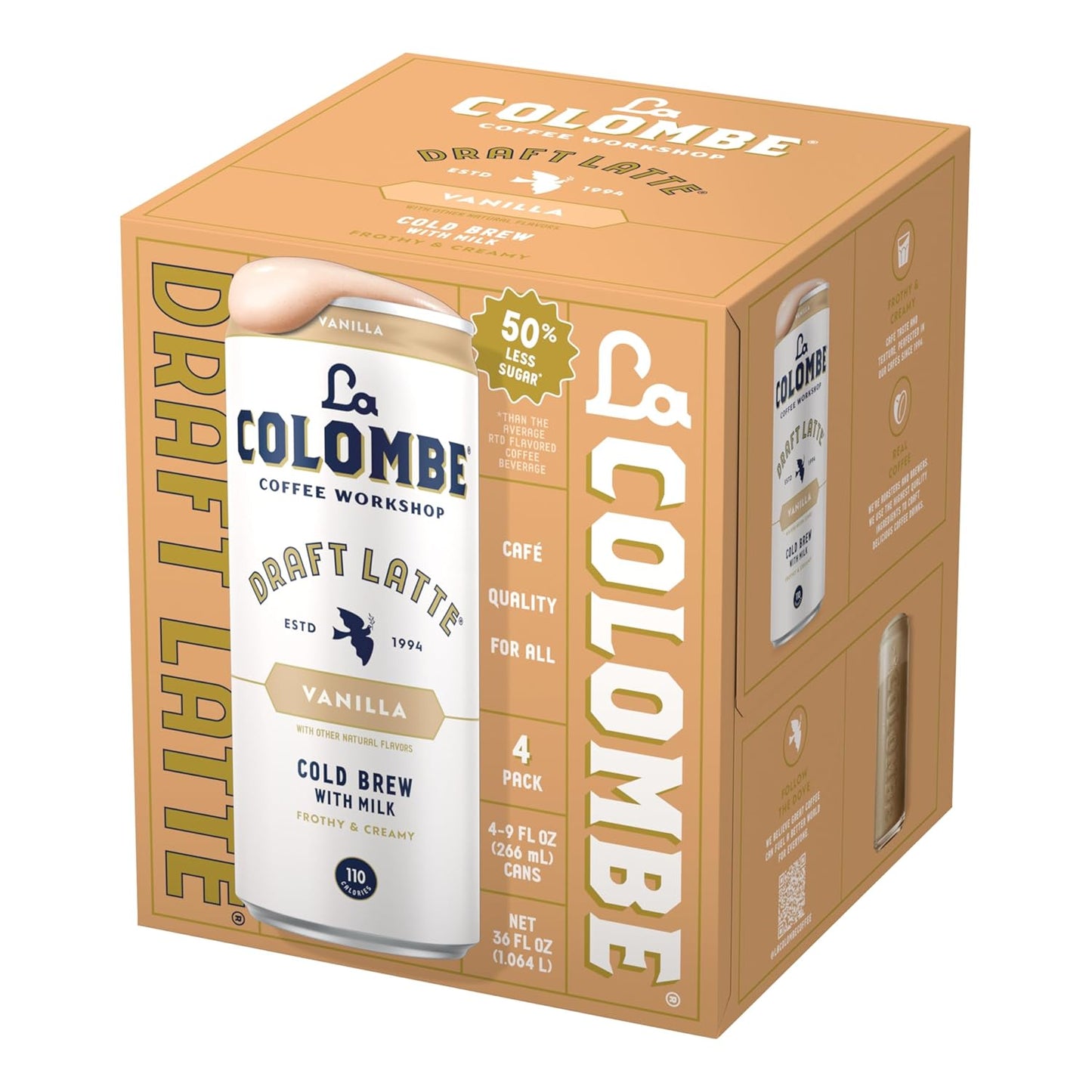 La Colombe Vanilla Draft Latte - Travel-Ready Draft Latte for Camping and Hiking, No Refrigeration Prep Needed