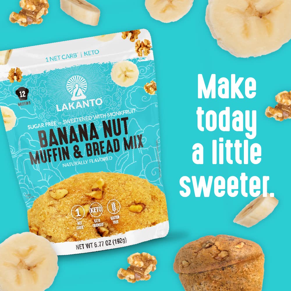Lakanto Sugar Free Banana Nut Muffin and Bread Mix - Kid Friendly Keto Muffins for Weekend Family Baking Together