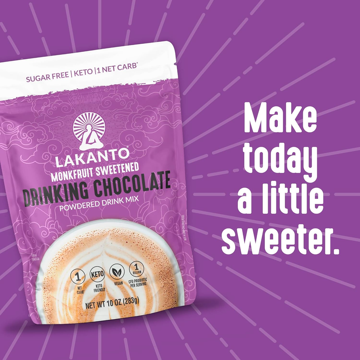 Lakanto Sugar Free Drinking Chocolate - Family Kitchen Cocoa Powder for Guilt-Free Kids' Treats, Probiotic-Enriched, 1g Net Carb Per Serving