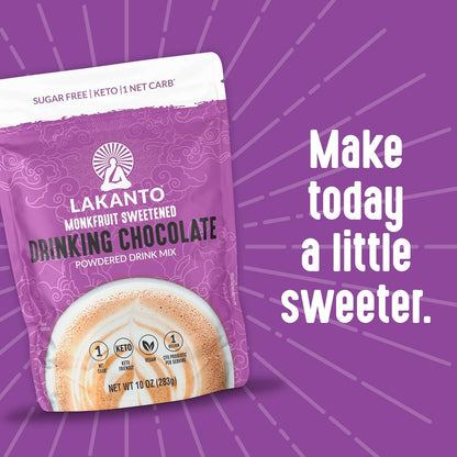 Lakanto Sugar Free Drinking Chocolate - Family Kitchen Cocoa Powder for Guilt-Free Kids' Treats, Probiotic-Enriched, 1g Net Carb Per Serving