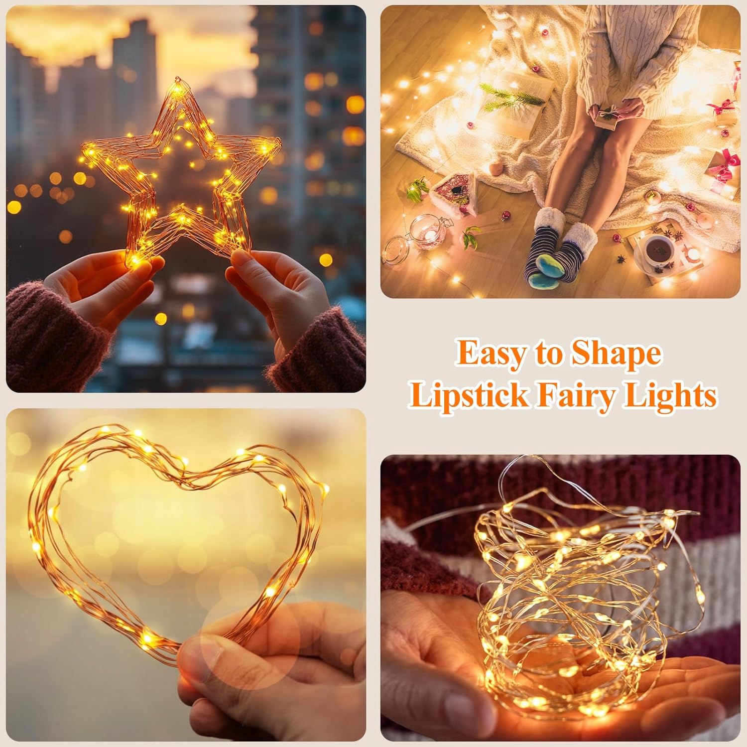Lakumu Rechargeable Copper Wire Lights 16FT – Clean Design Ambient Lighting for Uncluttered Neutral Home Decor
