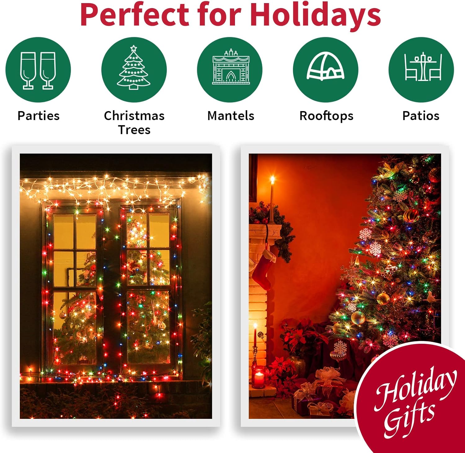 LAMPHOME Connectable Indoor String Lights 100 LED for Apartment Balcony Bedroom Living Room Ambiance