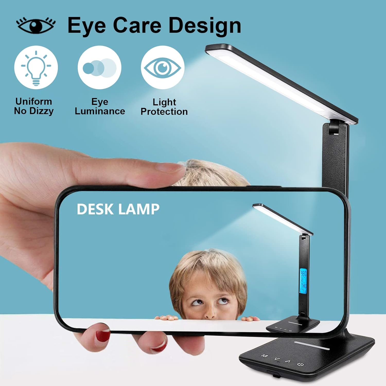 LAOPAO Simple Desk Light with Built-In Wireless Charger – Neutral Tone Finish, USB Output, and 3 Color Temperatures for Less-Is-More Homes