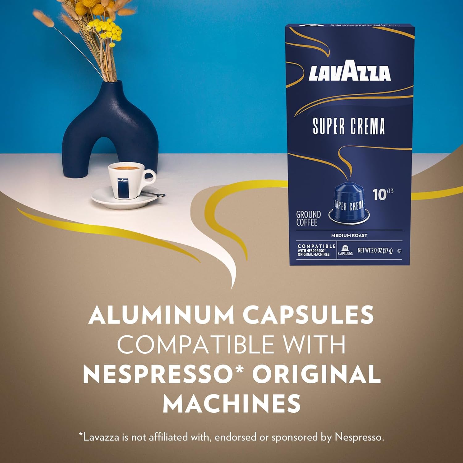 Lavazza Super Crema Nespresso Original Compatible Pods – Simple Aluminum Coffee Pods for Small-Space Living