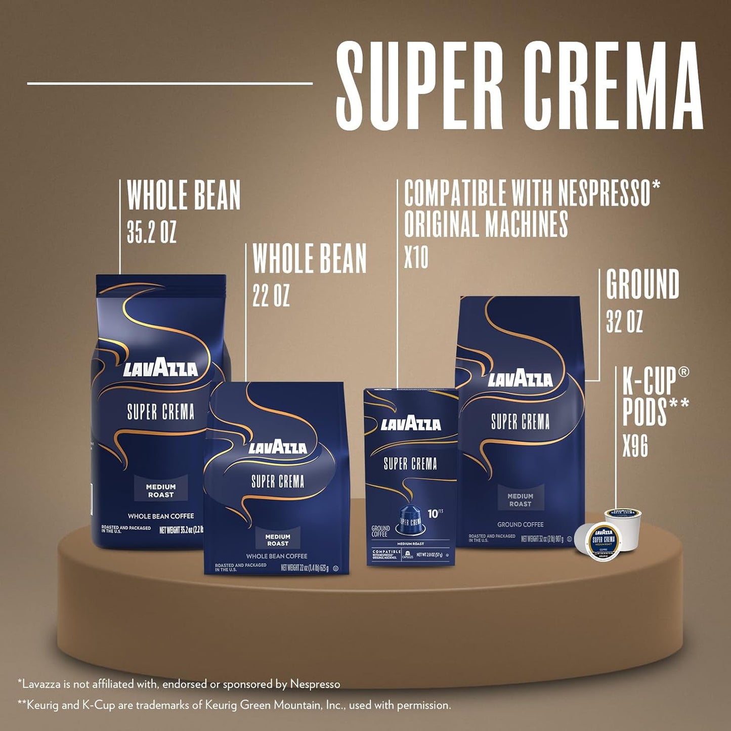 Lavazza Super Crema Nespresso Original Compatible Pods – Simple Aluminum Coffee Pods for Small-Space Living