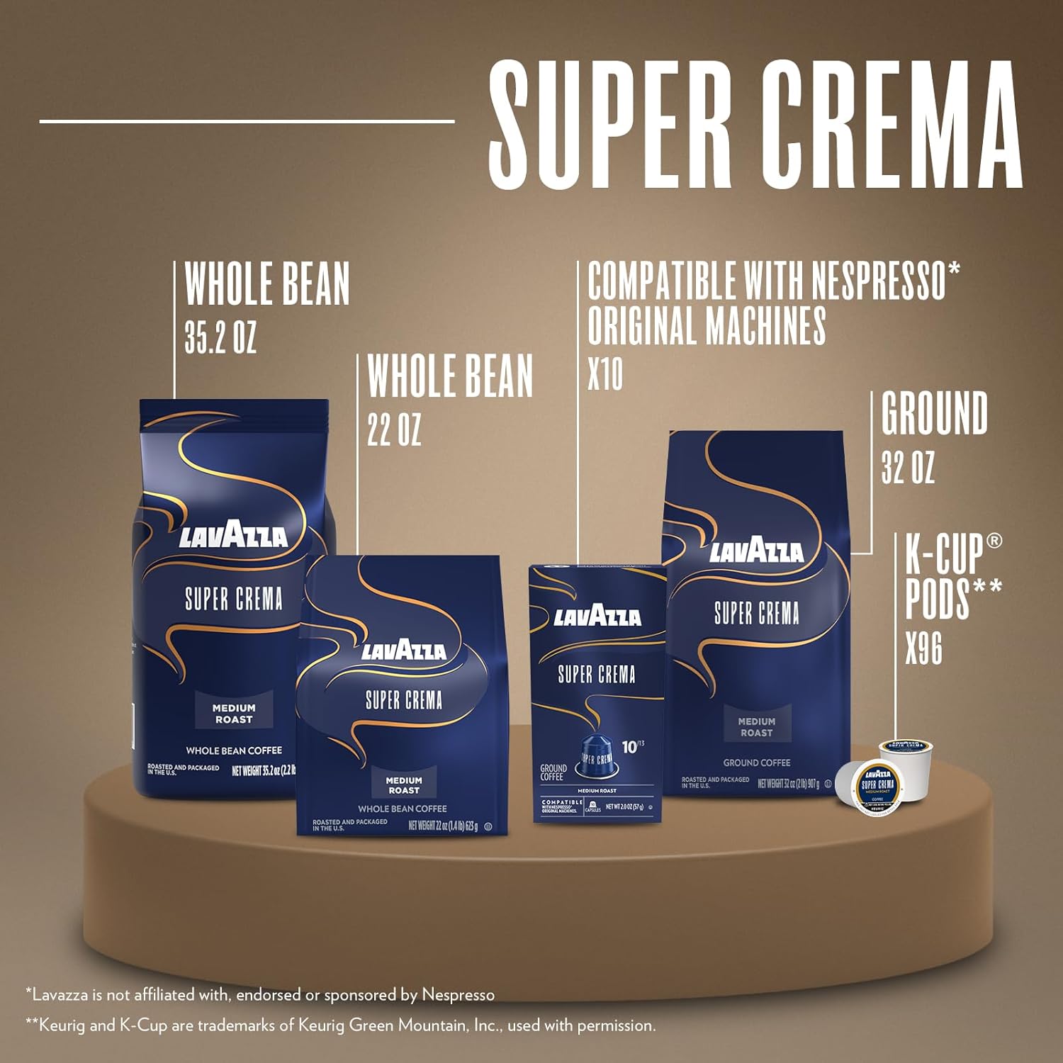 Lavazza Super Crema Nespresso Original Compatible Pods – Simple Aluminum Coffee Pods for Small-Space Living