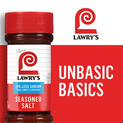 Lawry's 25% Less Sodium Seasoned Salt – Pre-Blended Shake for Efficient Batch Cooking