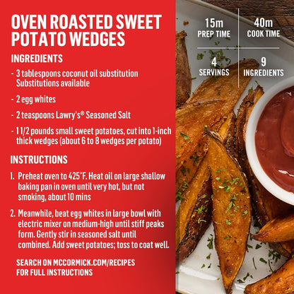 Lawry's 25% Less Sodium Seasoned Salt – Pre-Blended Shake for Efficient Batch Cooking