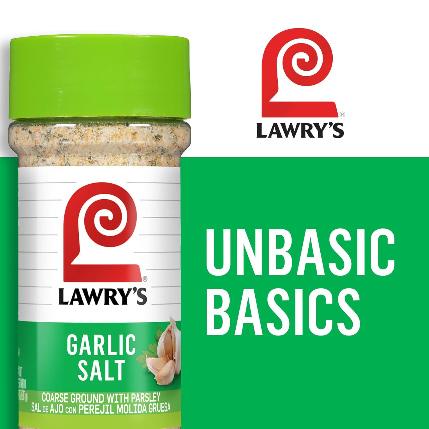 Lawry's Garlic Salt – Stocking Stuffer and Holiday Gift for Grillers, 11 oz Shaker