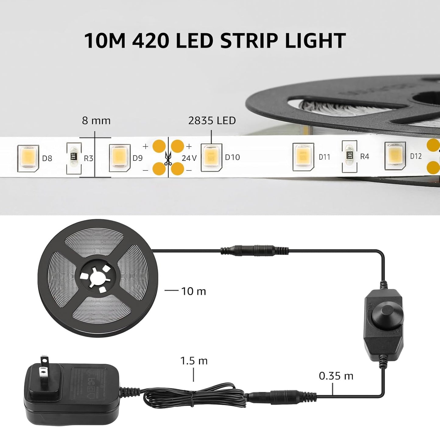 Lepro LED Tape Light – Aesthetic Under Cabinet and Headboard Lighting for Stylish Home Interiors, 32.8 ft