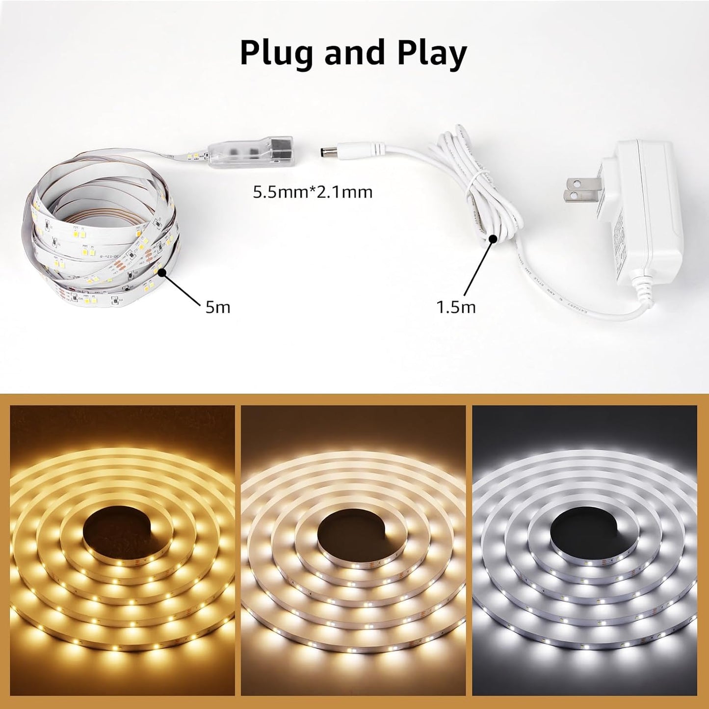 Lepro LED Tunable White Strip Light – Flameless Holiday and Mantel Lighting, 32.8ft Low-Heat Christmas Decor Strip