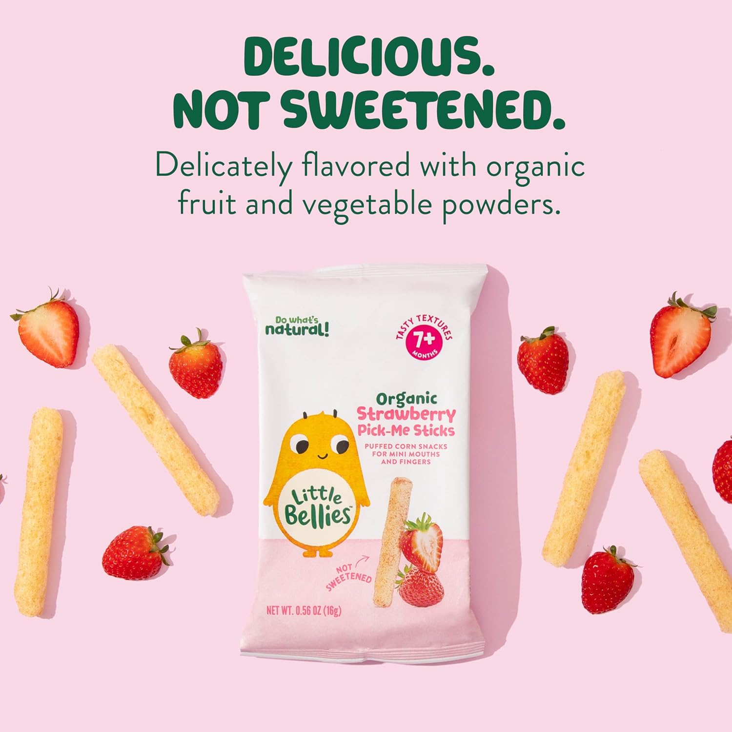 Little Bellies Organic Strawberry Pick-Me Sticks – Welcome Baby Gift Basket Essential for 7+ Months