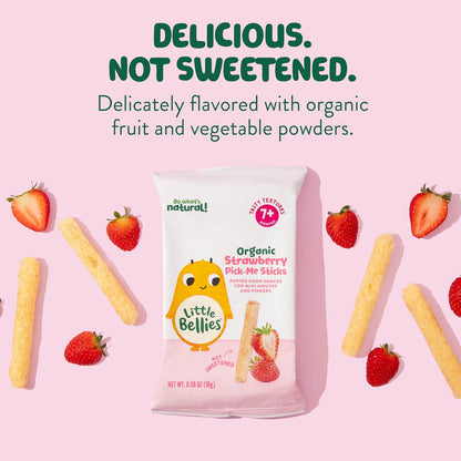 Little Bellies Organic Strawberry Pick-Me Sticks – Welcome Baby Gift Basket Essential for 7+ Months