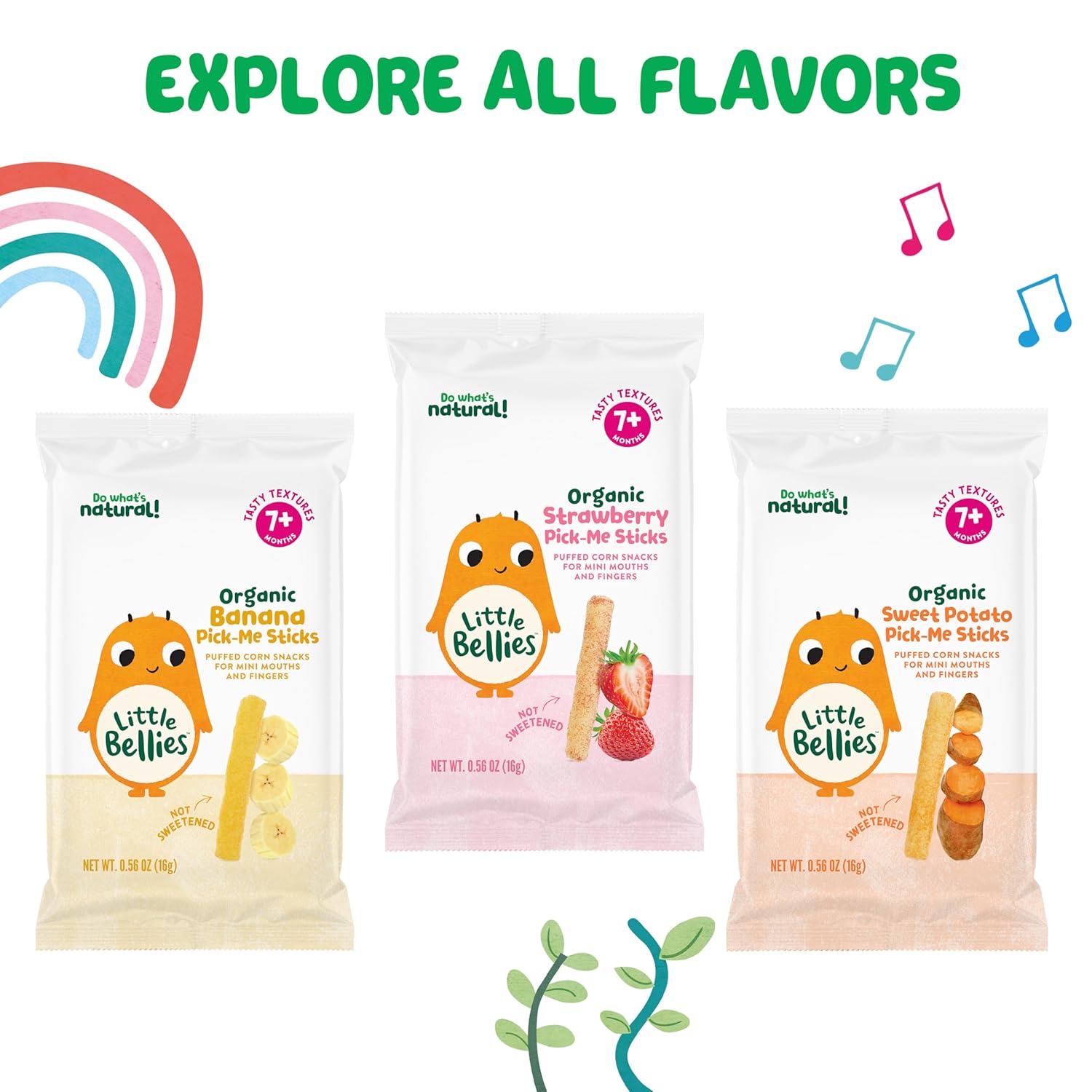 Little Bellies Organic Strawberry Pick-Me Sticks – Welcome Baby Gift Basket Essential for 7+ Months