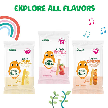 Little Bellies Organic Strawberry Pick-Me Sticks – Welcome Baby Gift Basket Essential for 7+ Months