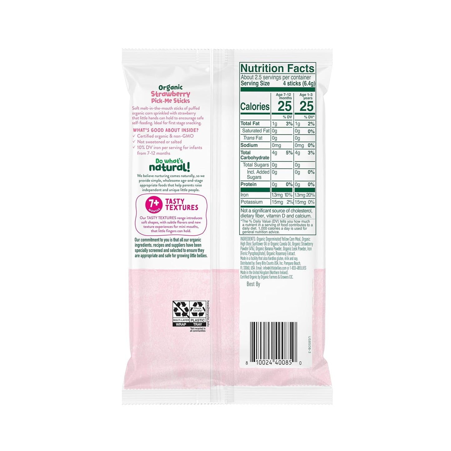 Little Bellies Organic Strawberry Pick-Me Sticks – Welcome Baby Gift Basket Essential for 7+ Months