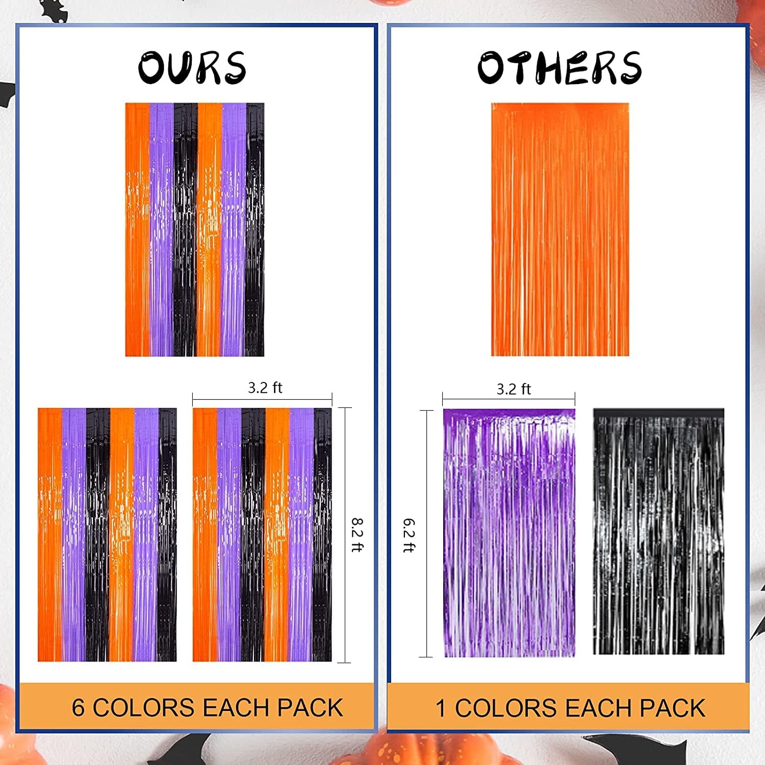 LOLStar Halloween Party Streamer – Kids Playroom and Nursery Safe Wall Decoration, Peel and Stick Foil Fringe Curtain 3.3 x 6.6 ft