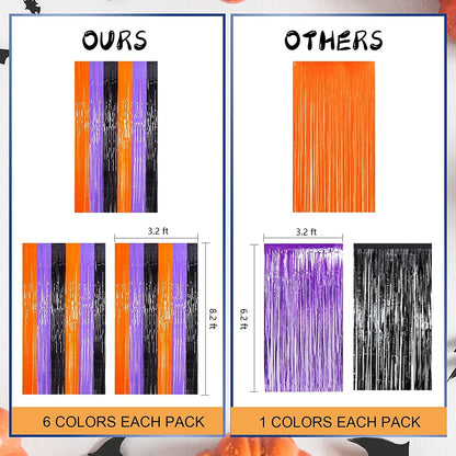 LOLStar Halloween Party Streamer – Kids Playroom and Nursery Safe Wall Decoration, Peel and Stick Foil Fringe Curtain 3.3 x 6.6 ft