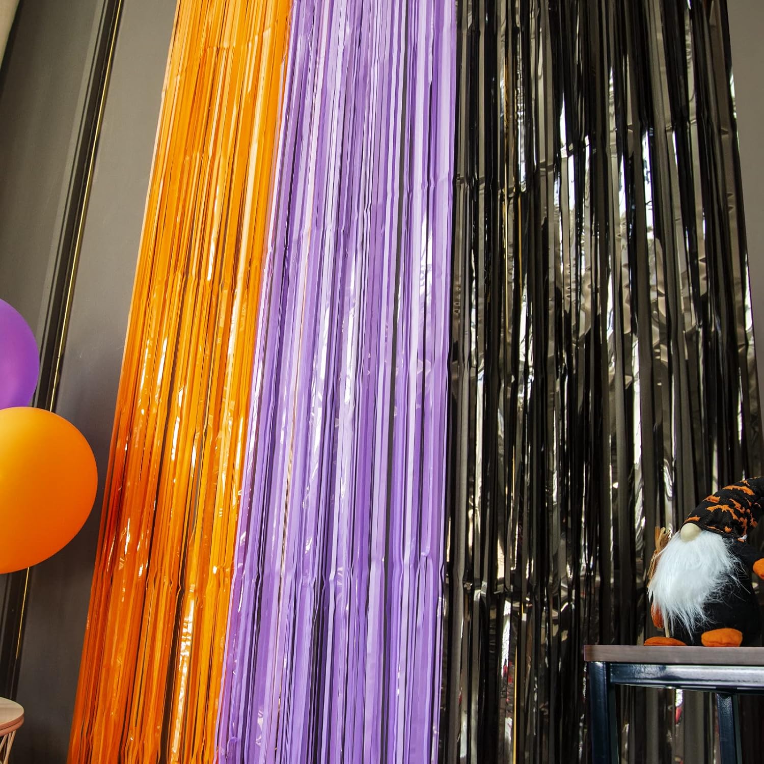 LOLStar Halloween Party Streamer – Kids Playroom and Nursery Safe Wall Decoration, Peel and Stick Foil Fringe Curtain 3.3 x 6.6 ft