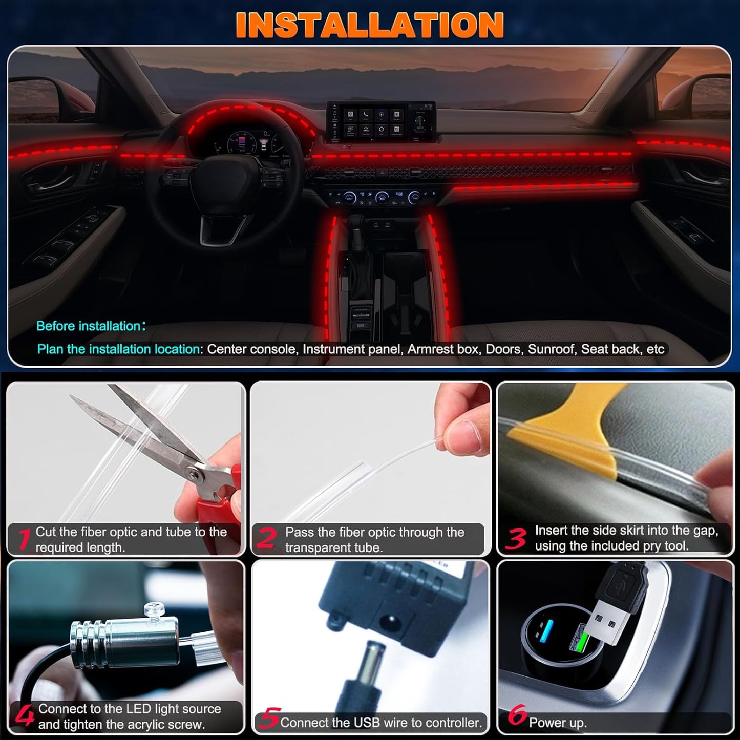 Lotus Lantern RGB Interior Lighting – Stress-Free Mood Boost for Daily Drivers, Music-Reactive Ambient Kit