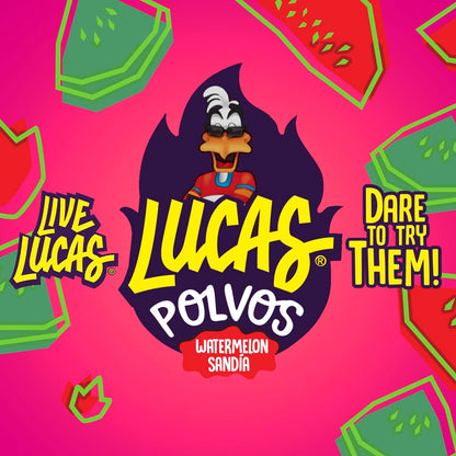 Lucas Powder Watermelon Flavored Candy – Conversation-Starting Gift Pack for Snack Lovers and Foodie Friends, 10 Bottles