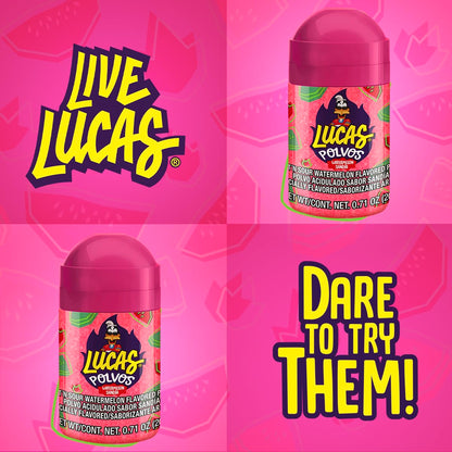 Lucas Powder Watermelon Flavored Candy – Conversation-Starting Gift Pack for Snack Lovers and Foodie Friends, 10 Bottles
