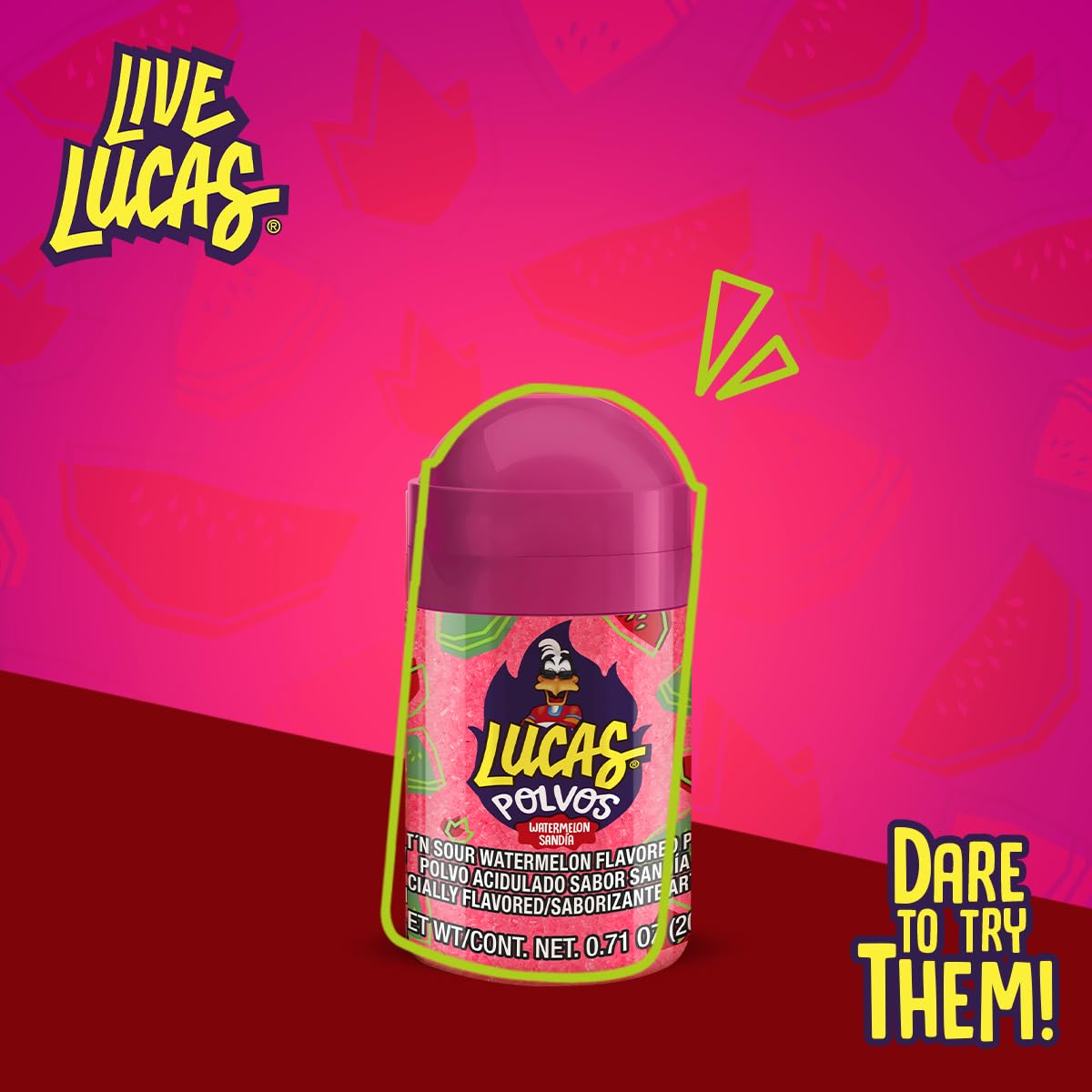 Lucas Powder Watermelon Flavored Candy – Conversation-Starting Gift Pack for Snack Lovers and Foodie Friends, 10 Bottles