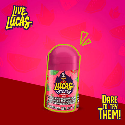 Lucas Powder Watermelon Flavored Candy – Conversation-Starting Gift Pack for Snack Lovers and Foodie Friends, 10 Bottles