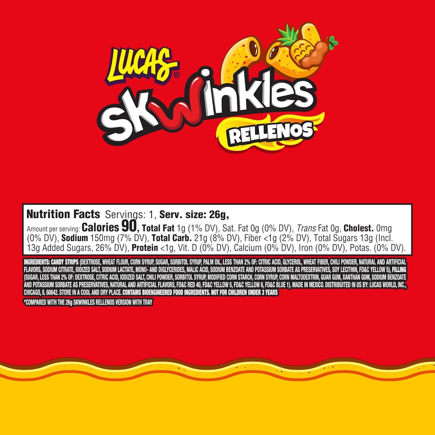 Lucas Skwinkles Pineapple Chili Candy – Non-Sticky Travel Snack for Kids on Road Trips and School Outings