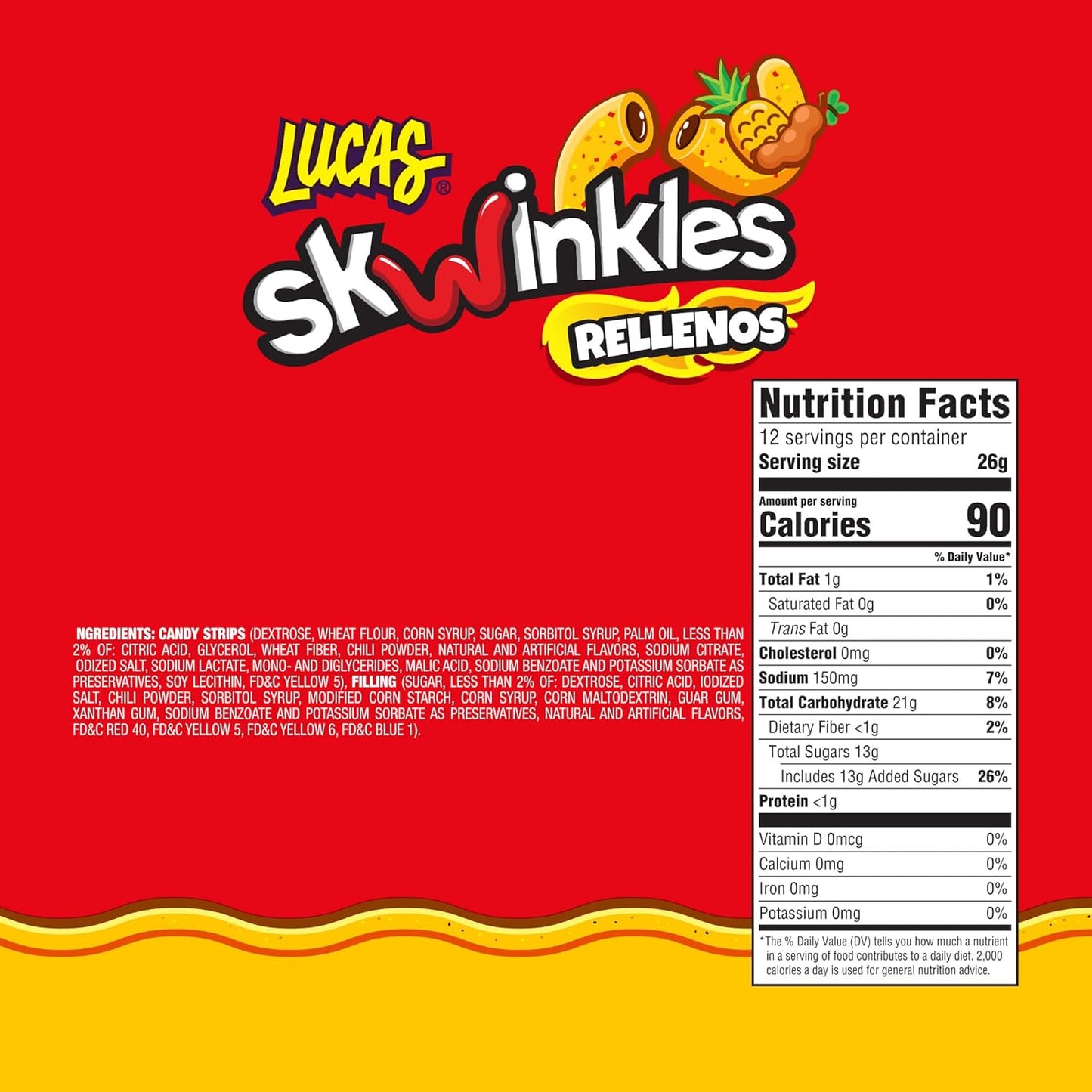 Lucas Skwinkles Pineapple Chili Candy – Non-Sticky Travel Snack for Kids on Road Trips and School Outings