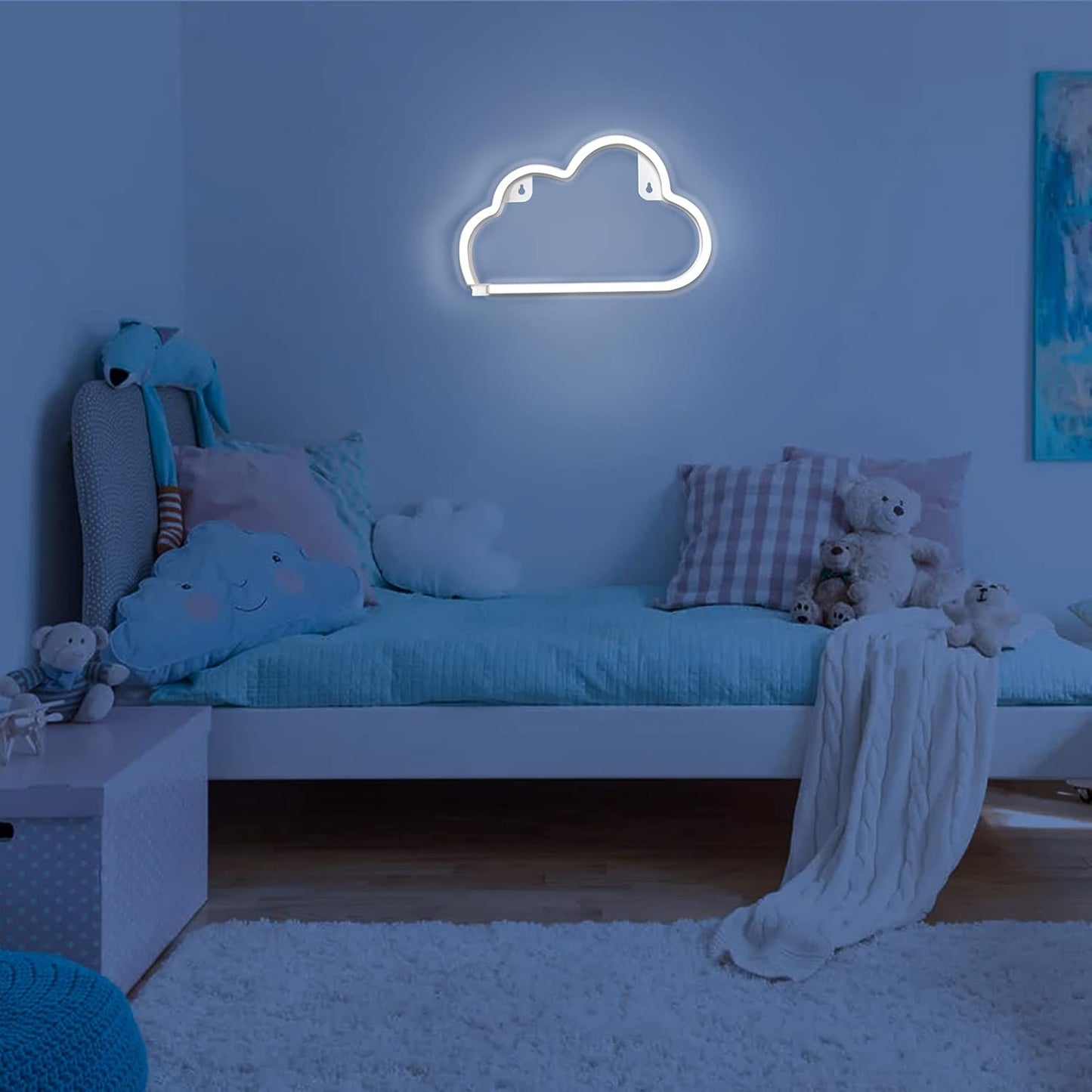 LUCIFER Cloud Shaped Neon Sign – Child Friendly LED Wall Light for Girls Bedroom and Nursery, Battery and USB Powered Decorative Lamp