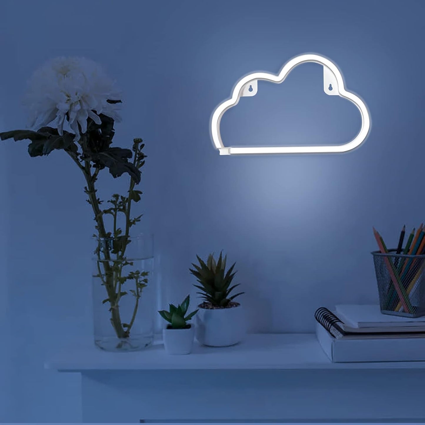 LUCIFER Cloud Shaped Neon Sign – Child Friendly LED Wall Light for Girls Bedroom and Nursery, Battery and USB Powered Decorative Lamp