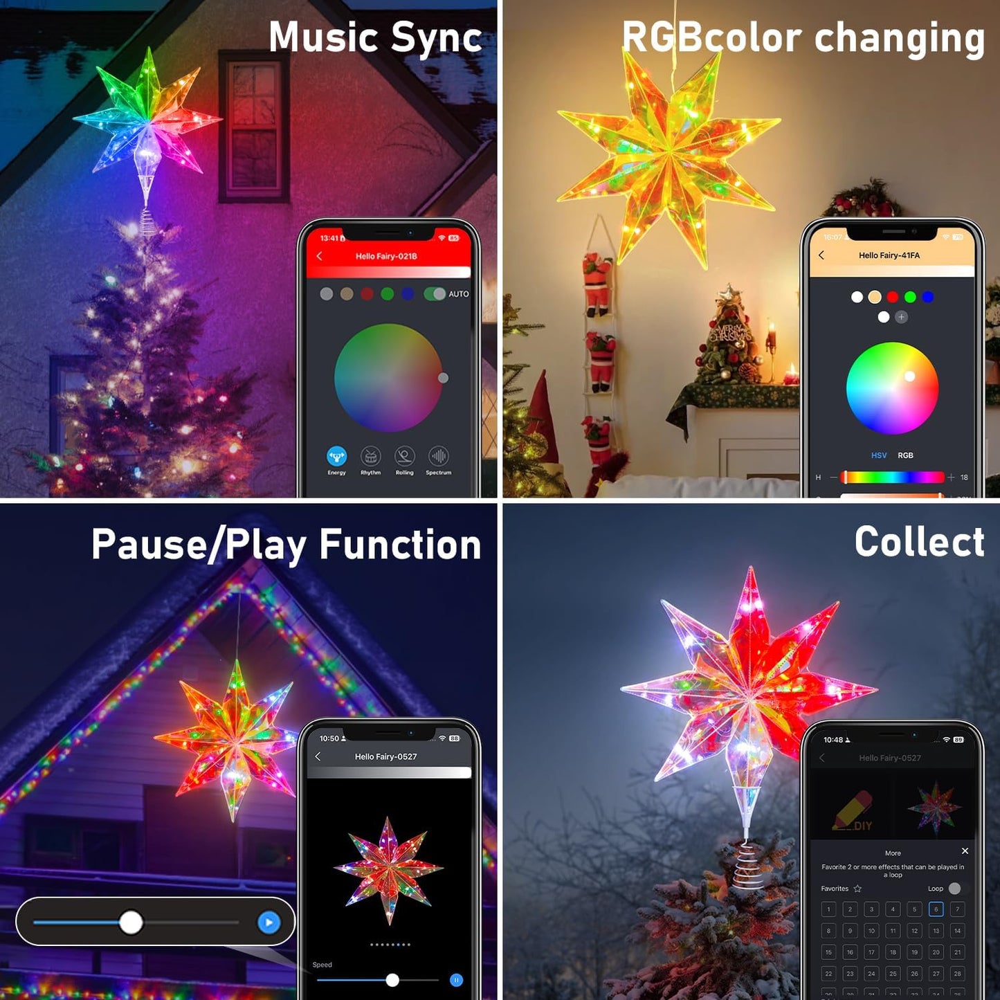 LumaGlow Music Sync Star Topper – Valentine's Day Gift for Her, Romantic Ambient Bedroom Lighting