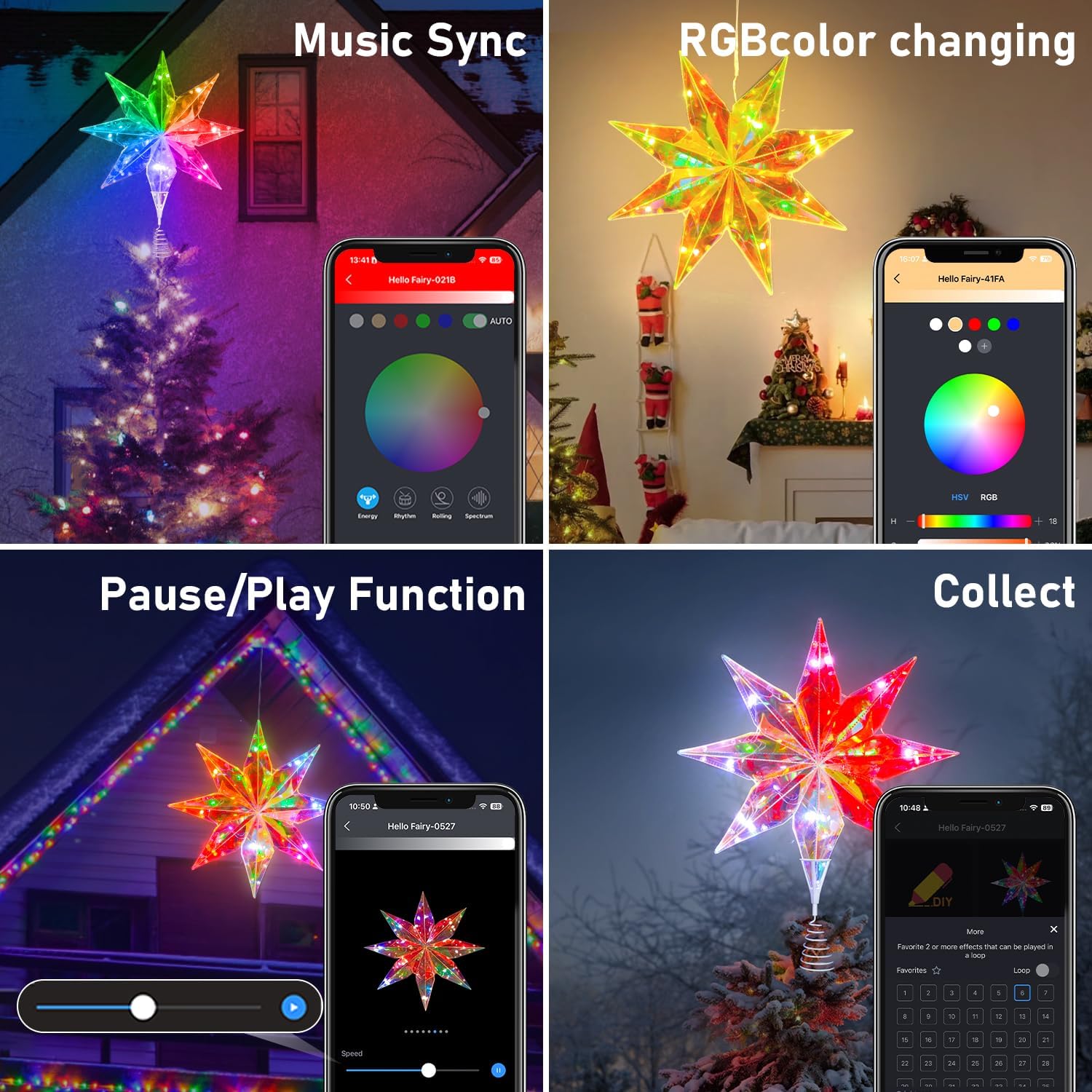 LumaGlow Music Sync Star Topper – Valentine's Day Gift for Her, Romantic Ambient Bedroom Lighting