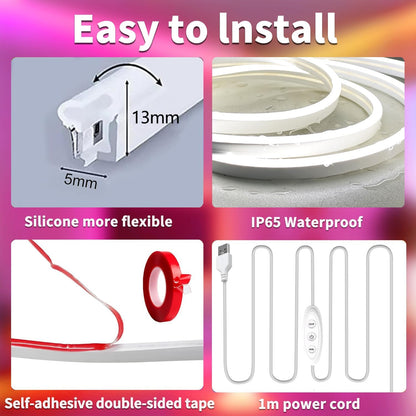Lumichrome Neon Strip Light – Soft Glow Bedroom Lamp for Children, IP65 Waterproof Silicone Body