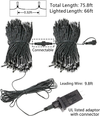 Lumify 75.8ft Warm White String Lights – Outdoor Dining and Deck Rail Decor with UL-Certified 29V Plug