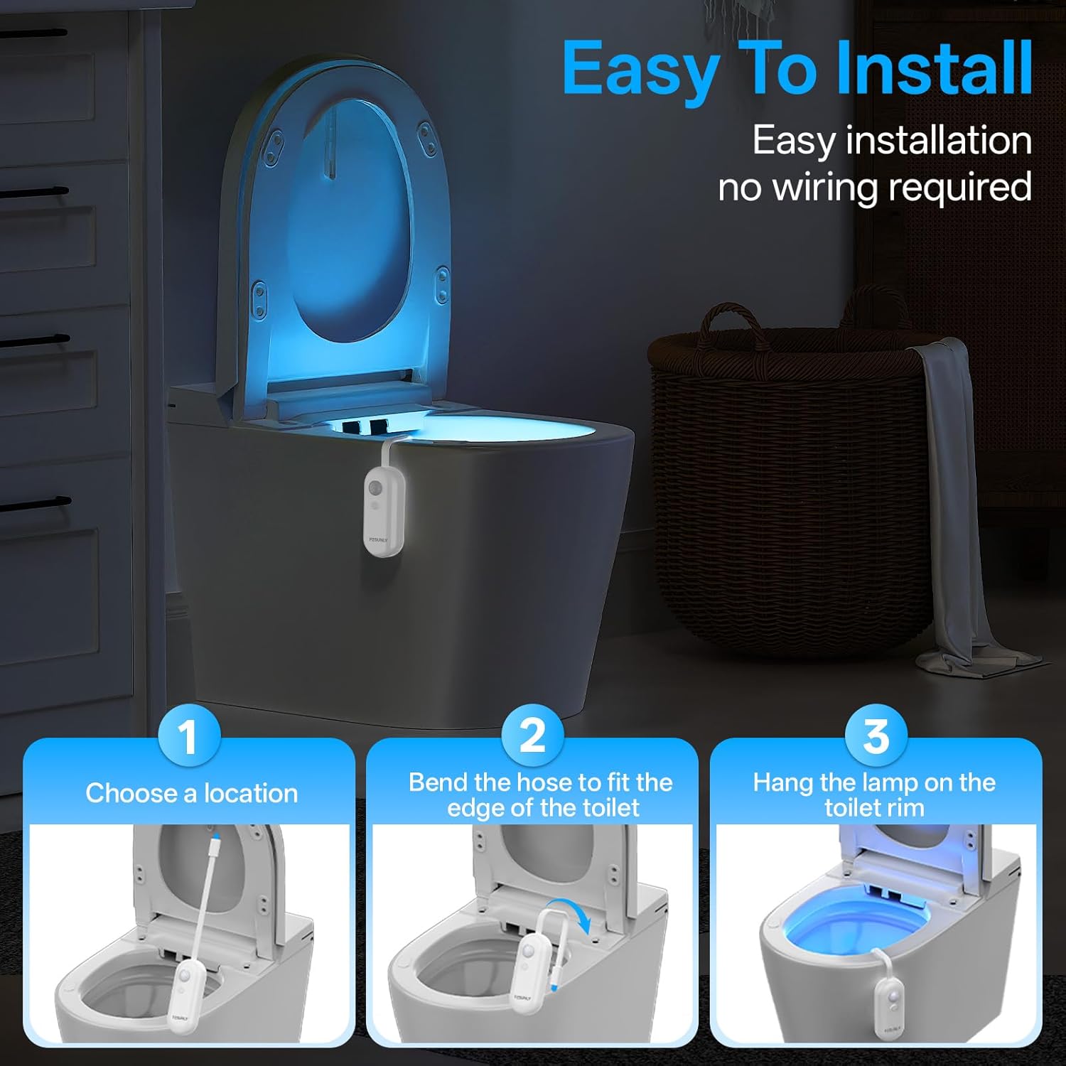 LumiGuard LED Toilet Light – Unique Stocking Stuffer for Adults, Rechargeable Motion Sensor Novelty