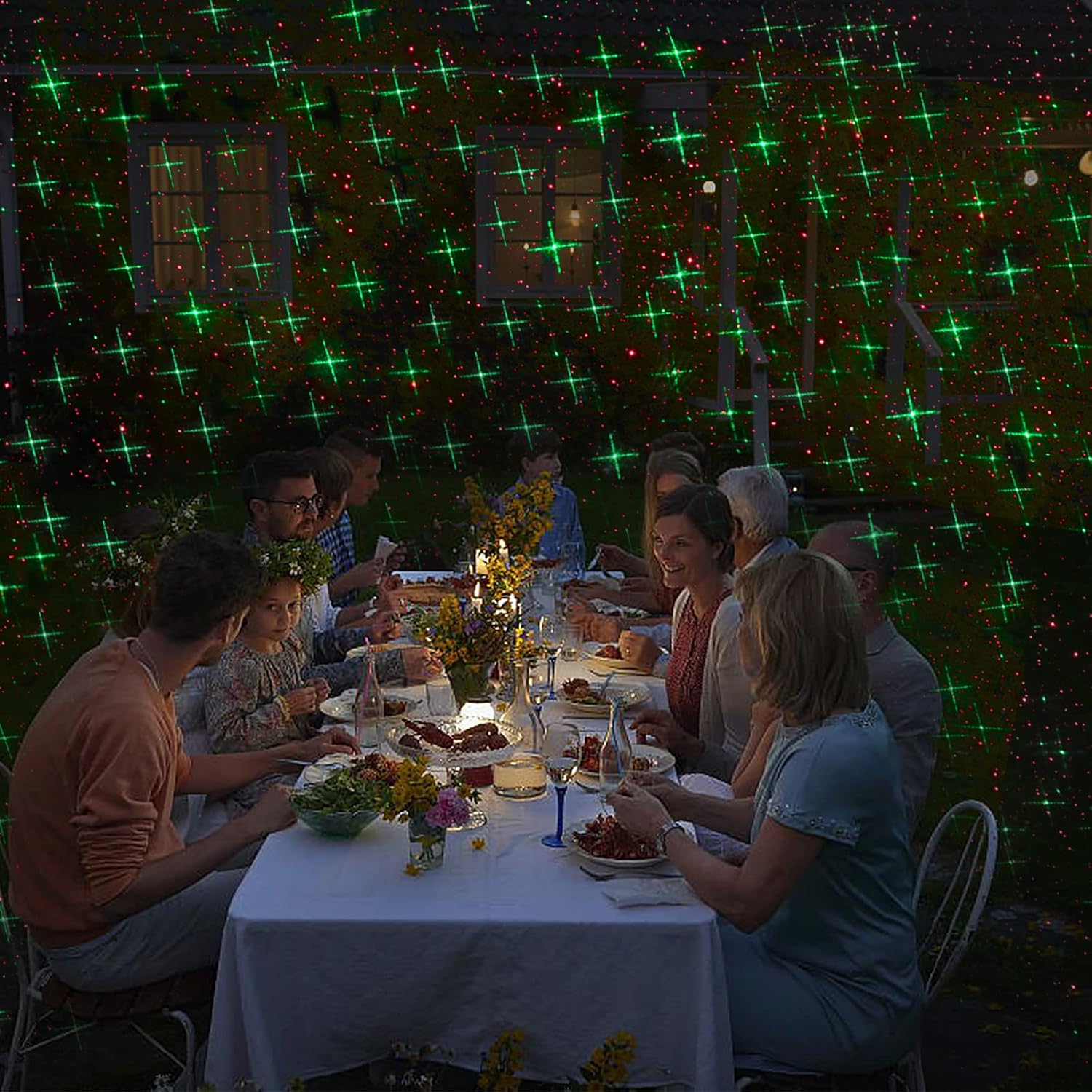 Lumilux Glow Star Projector – All-Weather Outdoor Garden Spotlight, 3900 sq ft Coverage with Ground Stake and Round Base