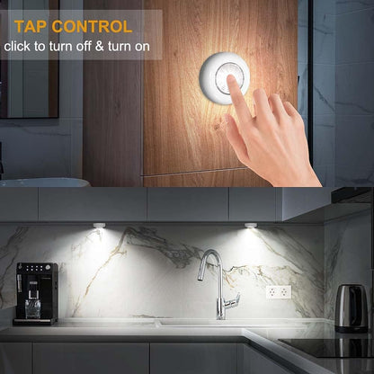 LuminAura LED Puck Lights – Warm Kitchen Counter Mood Lighting, Peel-and-Stick Cabinet Decor
