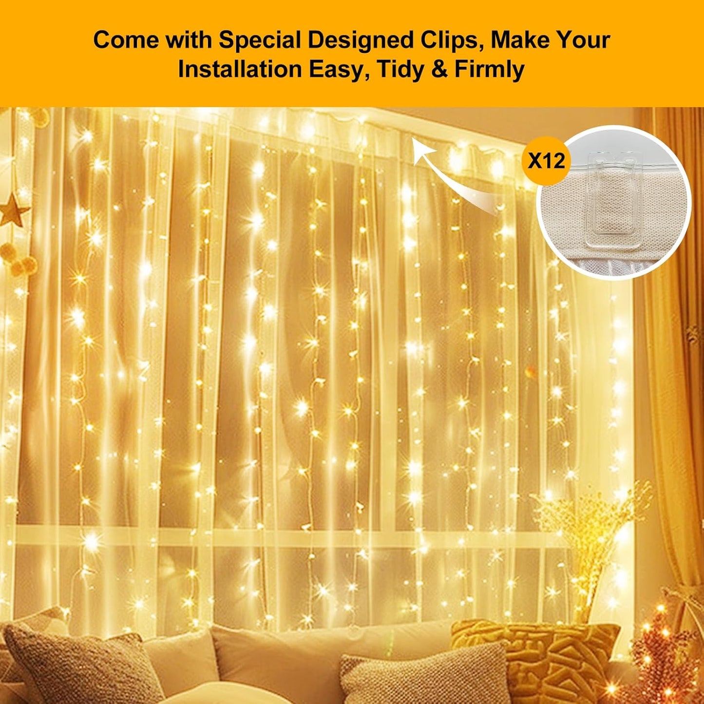 Luminos Glow IP44 Curtain String Lights – Portable Outdoor Lighting for Camping and Backyard