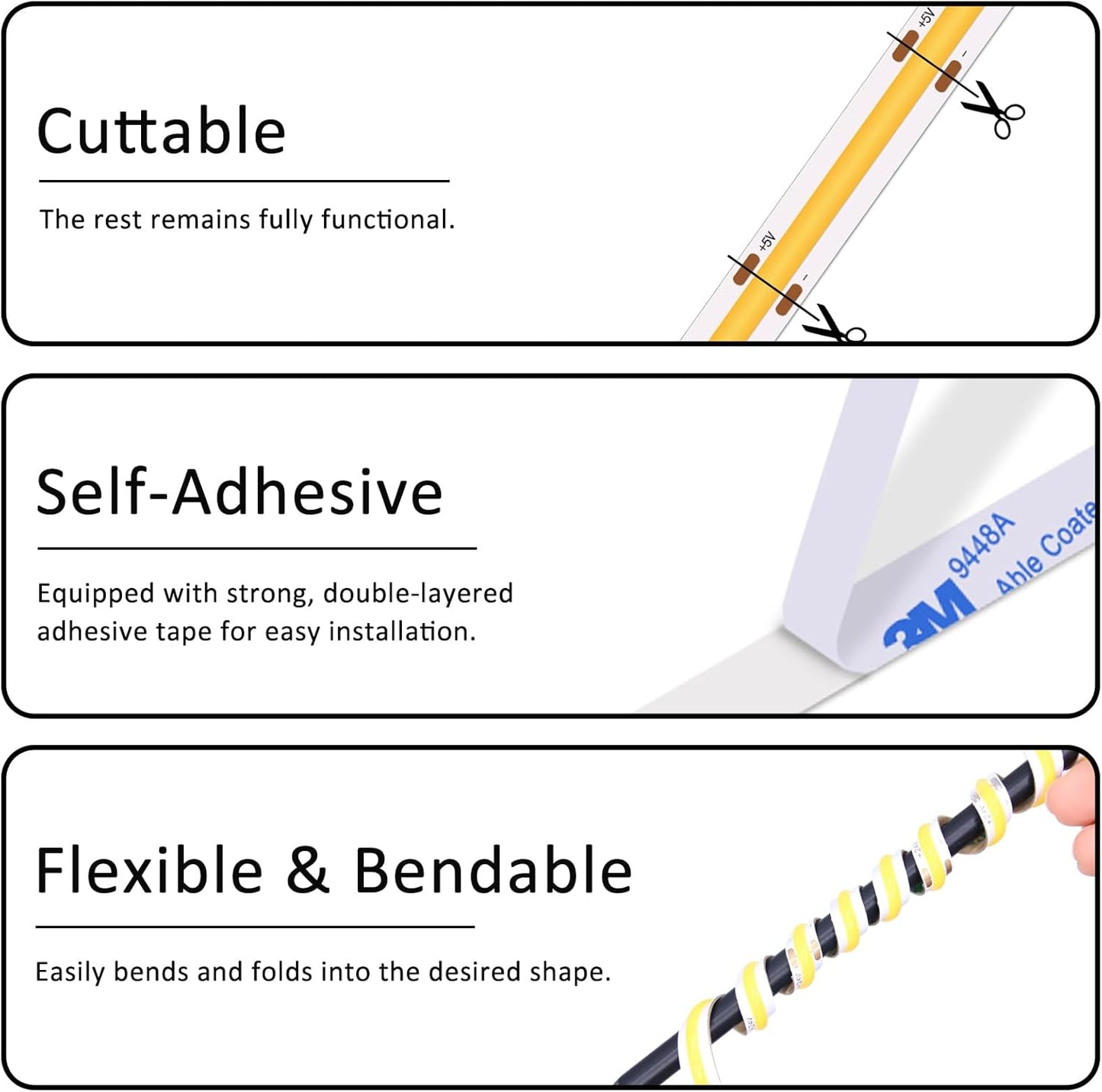 LuminStyle USB COB Light Strip – CRI 90 True Color Task Light for Studio Workspace and Product Photography